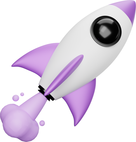 3D Render of Purple Rocket Launch